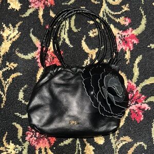 N°21 Black Leather Bag with Floral Detail